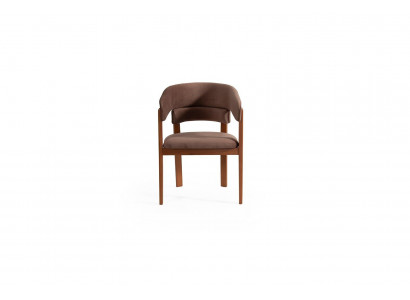Chaise de designer marron Chaises de salle à manger Chaise en textile Pieds en bois de designer