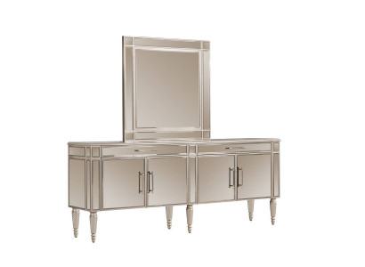 Salle à manger beige Commode Miroir Buffet de luxe sur le côté en bois Meubles Nobles Commodes