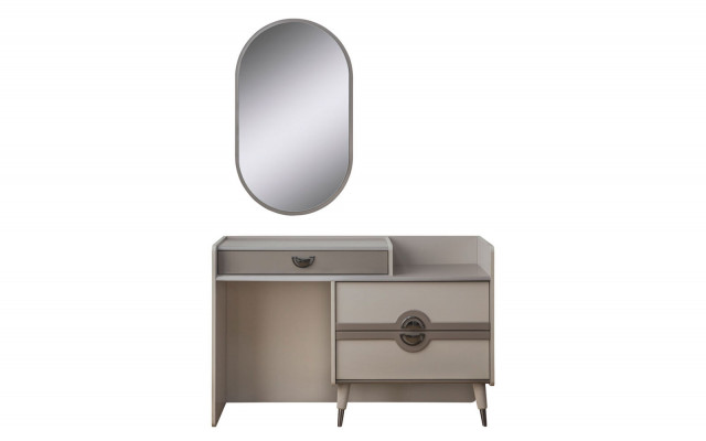 Coiffeuse, coiffeuse, console de maquillage, table console miroir, gris