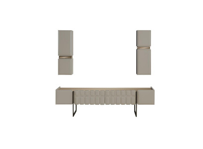 Moderne Mobilier en bois de salon Designer Armoire TV x2 Étagères murales Ensemble 3 pièces