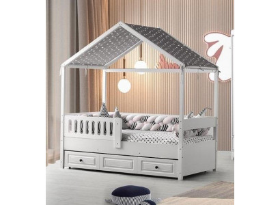 Lit pour enfants Lit en bois Lit fonctionnel Lit extensible 200 en bois Blanc neuf
