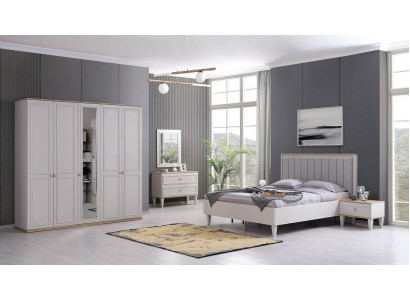 Meubles de chambre à coucher complets Lits modernes en bois 6 pièces Chambre gris