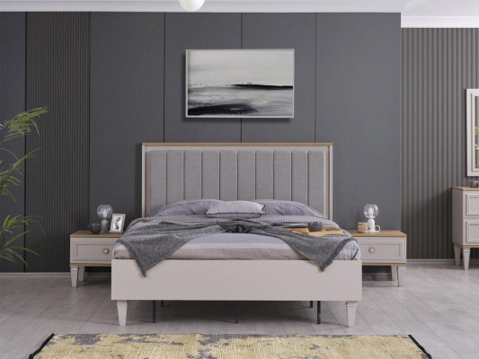 Meubles de chambre à coucher complets Lits modernes en bois 6 pièces Chambre gris