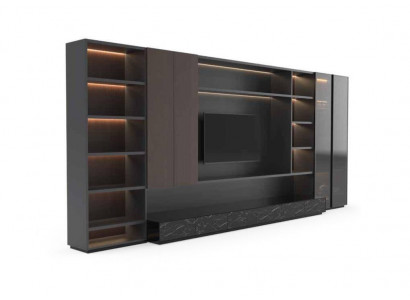 Unité murale moderne Salle de séjour Unité murale Moderne Marron Bois Armoire