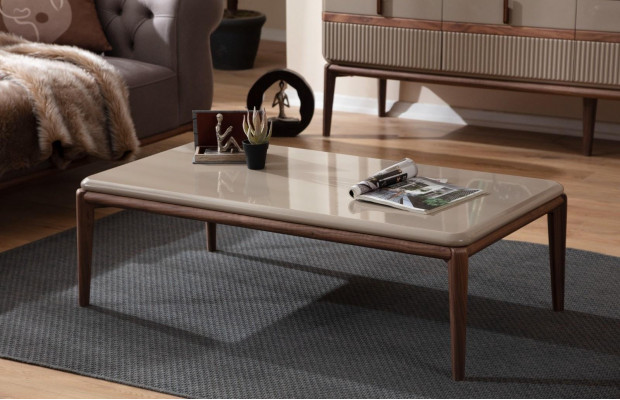 Table basse en bois marron pour salon, meuble design de luxe, tables élégantes