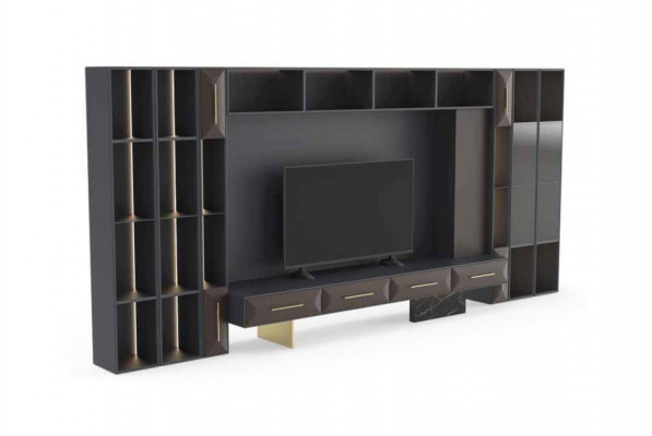Unité murale luxueuse Mobilier de salon Support TV en bois Conception moderne nouveau