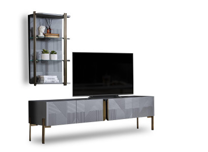 Salon gris Designer TV Armoire murale de luxe Ensemble de salon