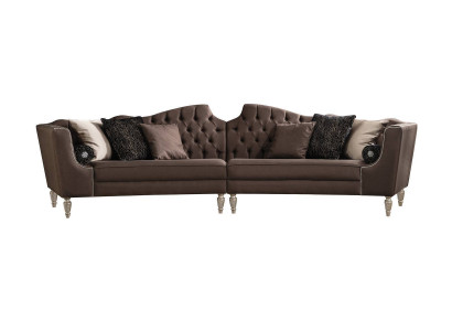 Salon marron cinq places canapé Chesterfield de designer luxueux rembourré