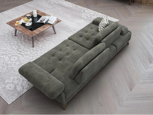 Canapé gris Deux places Meuble rembourré Ameublement Luxe Salon Tissu d'ameublement