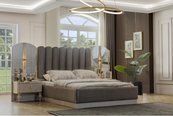 Meubles de chambre exclusifs Designer Lit double Moderne Tables de chevet