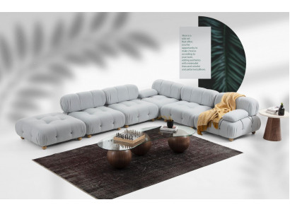 Canapé d'angle Canapé Tissu Salon Canapés d'angle Gris Moderne Polyester Design