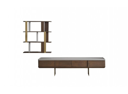 Brown Living room Set Stable TV Wardrobe Designer Wood Storage Shelves  Ensemble de salon marron Stable Armoire TV Designer Étagères de rangement en bois
