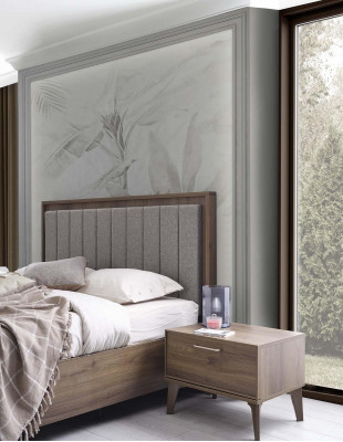 Suite complète avec lit double en bois 5 pièces Chambre à coucher marron Lit moderne
