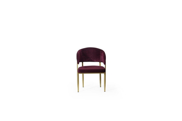 Chaise de salle à manger violette foncée, designer, chaise en bois de salle à manger à cadre métallique.