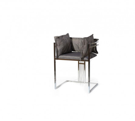 Chaise en acier inoxydable gris chaise rembourrée moderne chaises de salle à manger chaise de bar