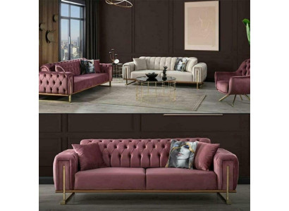 Meubles Salon Ensemble Multicolore 2x Canapés 3 Places et Fauteuil 3 Pièces.