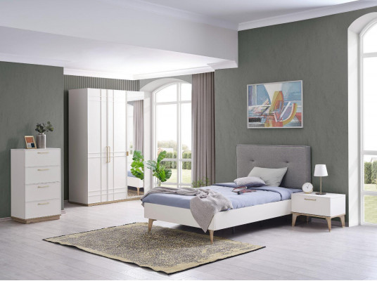 Suite Chambre d'enfants Lit d'enfants Lit de jeunes Ensemble de lit 4 pièces Bois blanc