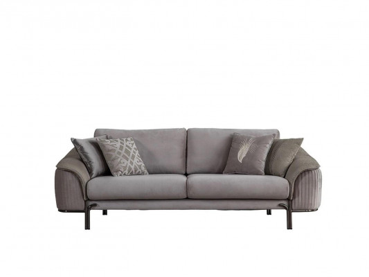Salon de luxe Ensemble de canapés gris 2x canapés trois places neufs Fauteuil Design Meubles