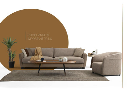 Ensemble de canapés 4 places Fauteuil 4 places Moderne Tissu beige Design ensemble