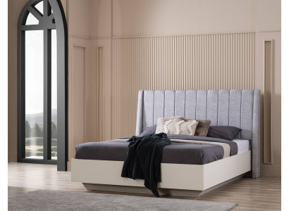 Lit double Ensemble de chambre Lit en bois Ensemble 3 pièces Blanc Tables de chevet