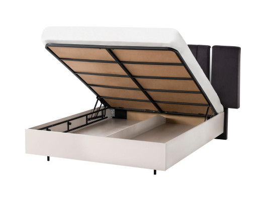 Lit double Granitur Chambre Cadre de lit blanc Ensemble de 3 tables de chevet