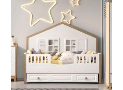 Parfait cadre de lit pour la chambre des enfants en bois clair, meuble de chambre d'enfant nouveau.
