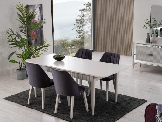 Ensemble de salle à manger Table à manger extensible Ensemble de salle à manger moderne 7 pièces en bois gris