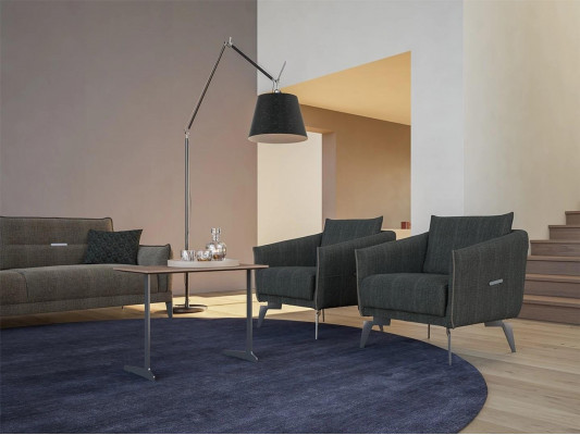 Canapé gris design Trois places Moderne 2 fauteuils Meubles rembourrés Table basse de luxe