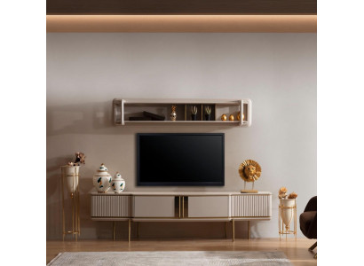 Moderne Wohnzimmer Lowboard Designer Regale 2-teiliges Holzmöbel-Set neu