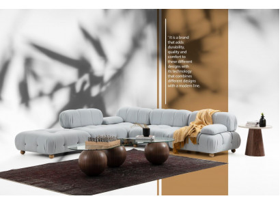 Canapé d'angle Canapé en tissu Salon Canapés d'angle Gris Moderne Polyester Design