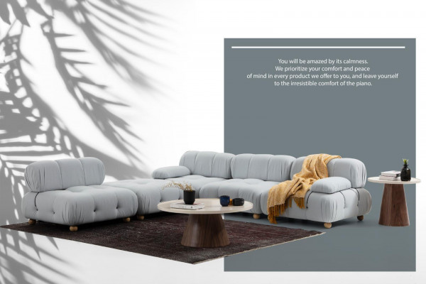 Canapé d'angle Canapé en tissu Salon Canapés d'angle Gris Moderne Polyester Design