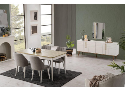 Ensemble de salle à manger Mobilier de salle à manger Ensemble 9 pièces Salle à manger Table de salle à manger Chaises Bois Blanc