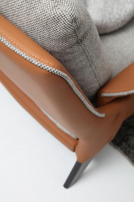 Canapé trois places 3 places en tissu orange design moderne Salon gris