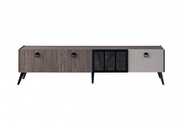 Buffet Meuble de télévision Meuble télé Meuble bas Armoire Bois Gris Commode