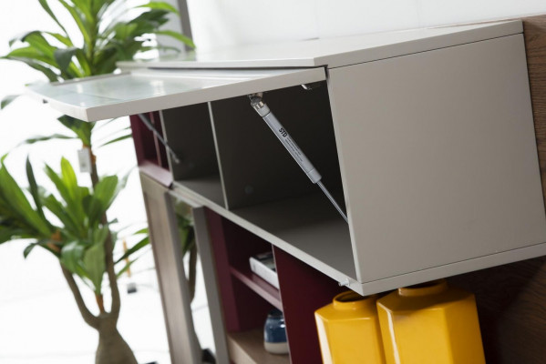 Unité murale Support TV Meuble TV Buffet vitrine Bois Moderne Brun Salon