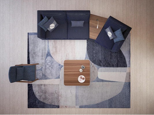 Ensemble de canapé bleu Set Trois canapés à trois places Fauteuil de salon Design moderne en textile