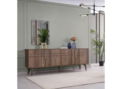 Suite Buffet avec miroir Commode en bois Marron Salle à manger