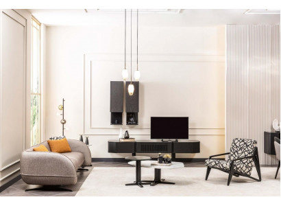 Salon moderne Salon complet en tissu Canapés Table d'appoint Armoires