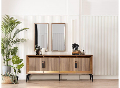 Buffet avec miroir Groupe de commode en bois doré Salle à manger
