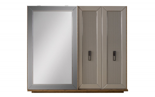 Miroir de garde-robe Armoire en bois Armoire beige