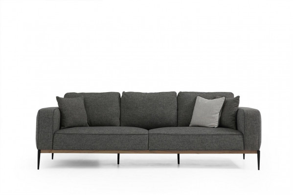 Canapé 3 places en tissu, design moderne, salon gris