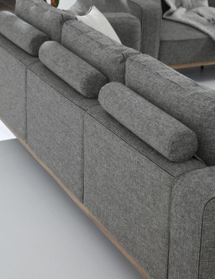 Canapé 3 places en tissu, design moderne, salon gris