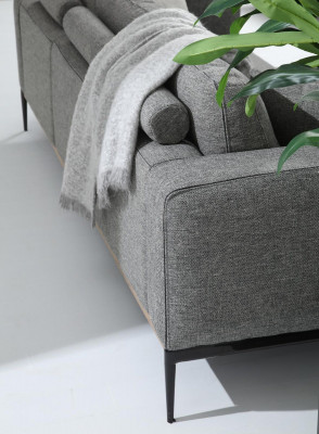 Canapé 3 places en tissu, design moderne, salon gris