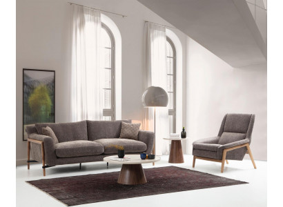 Sofas Ensemble de canapés 4 places Fauteuil 4 places Tissu Gris Salon