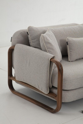 Ensemble de canapés 3 places Fauteuil Trois places Moderne Tissu Gris Design