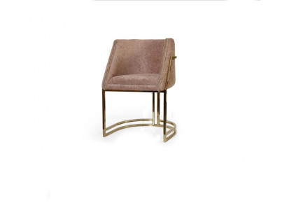 Chaise de salle à manger en acier inoxydable beige de luxe avec accoudoirs, place assise individuelle.