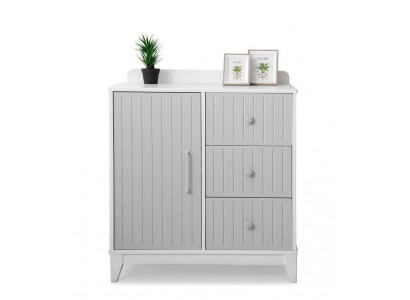 Une commode pour chambre d'enfant moderne en gris avec beaucoup d'espace de rangement. Nouveauté luxueuse