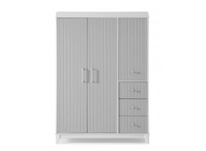 Chambre d'enfant moderne avec une armoire luxueuse en gris offrant beaucoup d'espace de rangement.