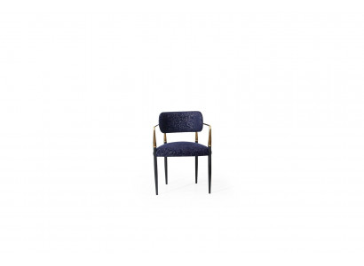 Chaise bleue moderne Cadre en acier inoxydable Textile Siège individuel Mobilier de salle à manger