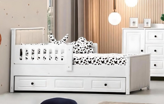 Lit pour enfants Lit en bois Lit fonctionnel Lit extensible 200 Bois Blanc